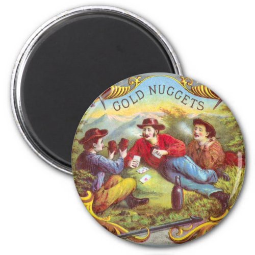 Gold Nuggets Antique Cigar Label  Magnet