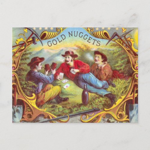 Gold Nuggets Antique Cigar Label  Postcard