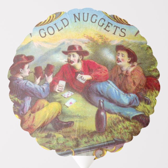 Gold Nuggets: Antique Cigar Label Wild West Art Balloon (Front)
