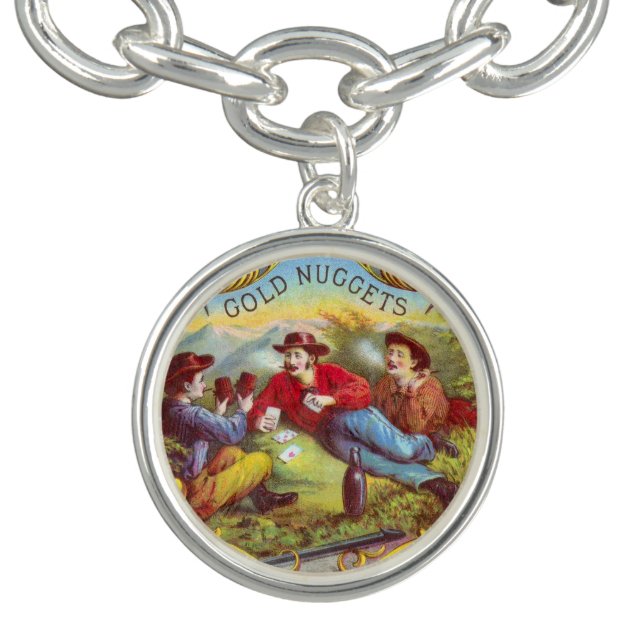 Gold Nuggets: Antique Cigar Label Wild West Art Bracelet (Design)