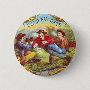 Gold Nuggets: Antique Cigar Label Wild West Art Button