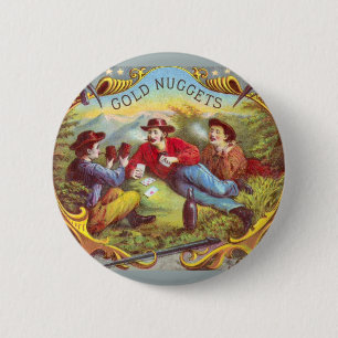 Gold Nuggets: Antique Cigar Label Wild West Art Button