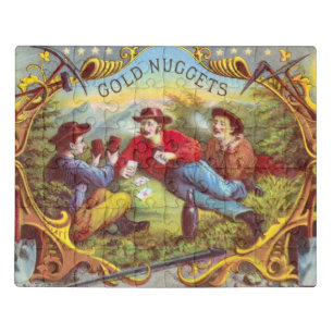 Gold Nuggets: Antique Cigar Label Wild West Art Jigsaw Puzzle