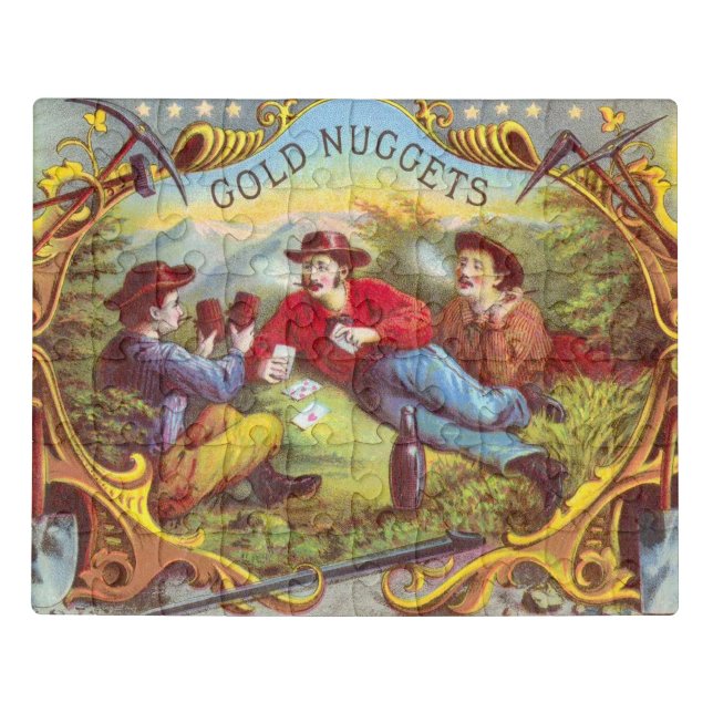 Gold Nuggets: Antique Cigar Label Wild West Art Jigsaw Puzzle (Puzzle Horizontal)