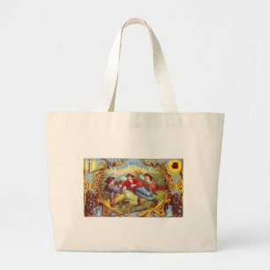 Gold Nuggets: Antique Cigar Label Wild West Art Large Tote Bag