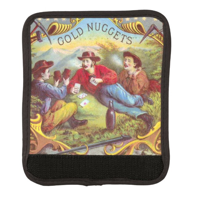 Gold Nuggets: Antique Cigar Label Wild West Art Luggage Handle Wrap (Front)