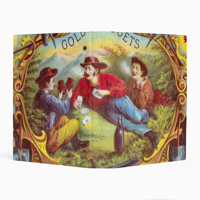 Gold Nuggets: Antique Cigar Label Wild West Art Mini Binder (Background)