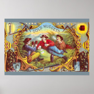 Gold Nuggets: Antique Cigar Label Wild West Art Poster