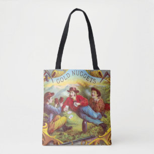 Gold Nuggets: Antique Cigar Label Wild West Art Tote Bag