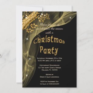 Gold Nuggets & Gold Smoke Veil Christmas Invitation