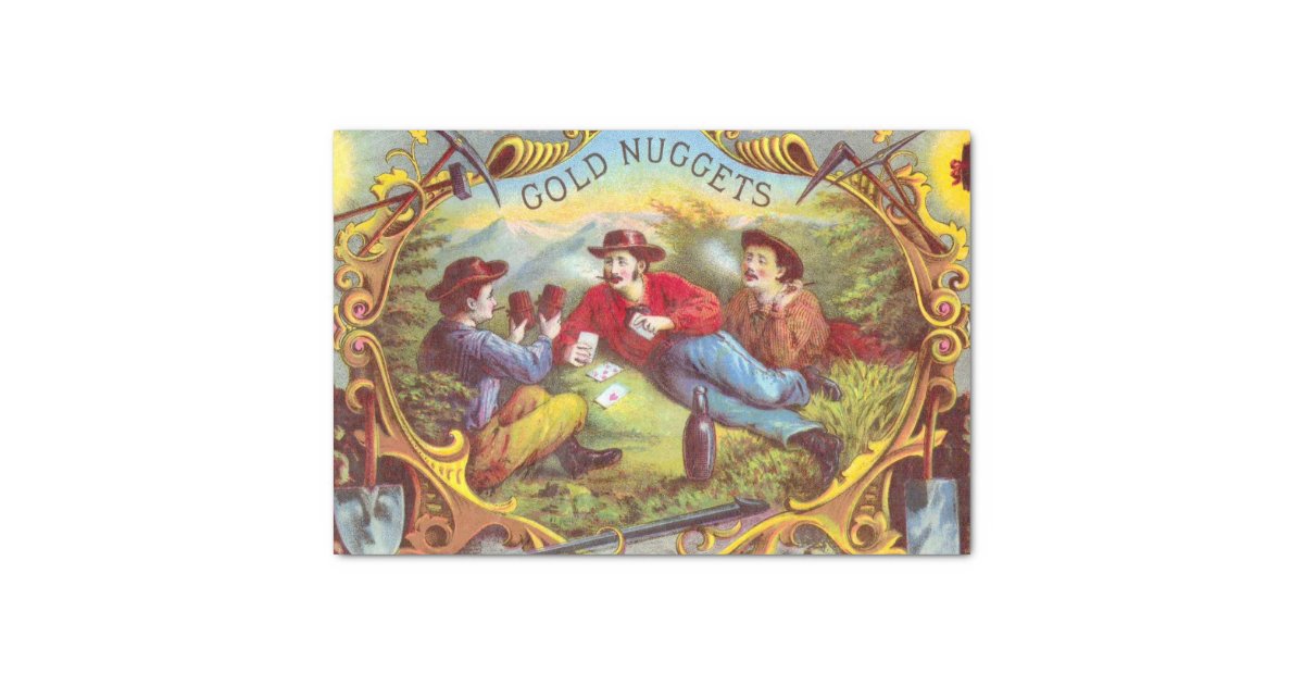 Gold Nuggets Vintage Art Old West Cowboys Tissue Paper Zazzle Com