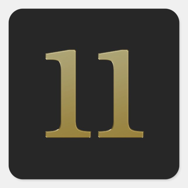 Gold Number 11 Square Sticker (Front)