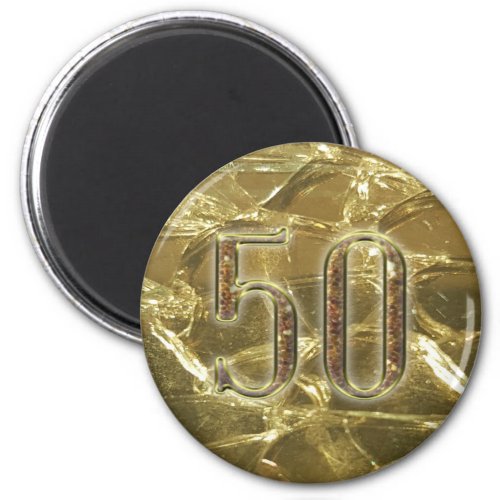 gold number 50 golden lights 50th anniversary magnet