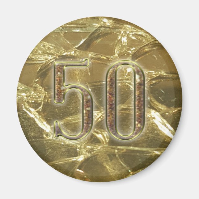 gold number 50 golden lights 50th anniversary magnet (Front)