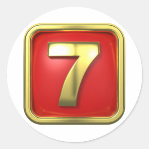 Gold Number 7 Jackpot Casino Classic Round Sticker