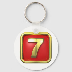 Gold Number 7 Jackpot Casino Keychain