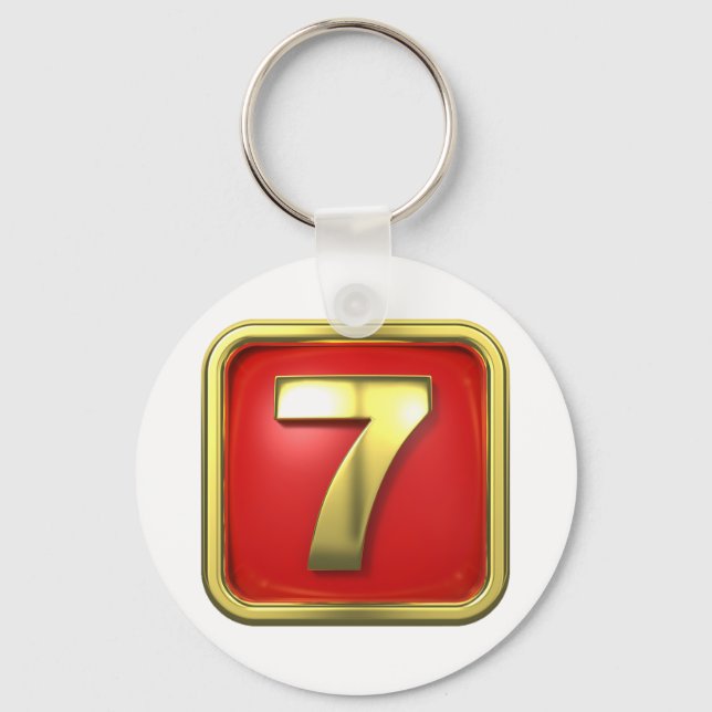 Gold Number 7 Jackpot Casino Keychain (Front)