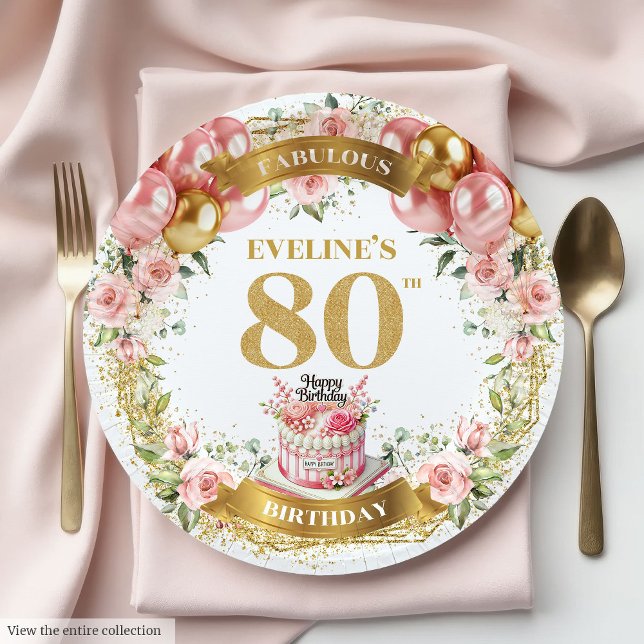 Gold Number 80 Party Paper Plates (Gold Number 80 Party Paper Plates)
