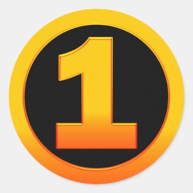 Gold Number One Classic Round Sticker (Front)