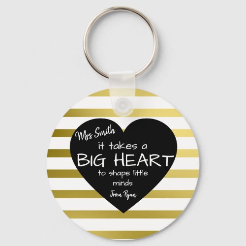 Gold Nursery Thank you Teacher Bag BIG HEART  Keychain