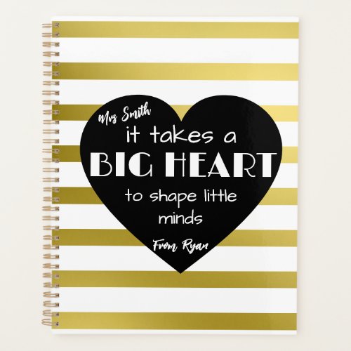 Gold Nursery Thank you Teacher Bag BIG HEART Planner