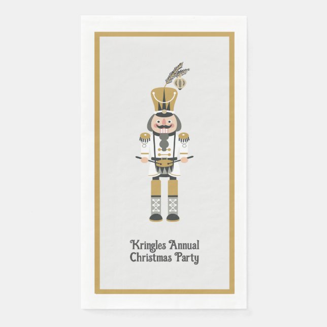 Gold Nutcracker Christmas Holiday Party Paper Guest Towels (Front)