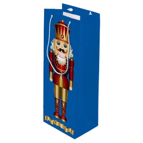 Gold Nutcracker Wine Gift Bag