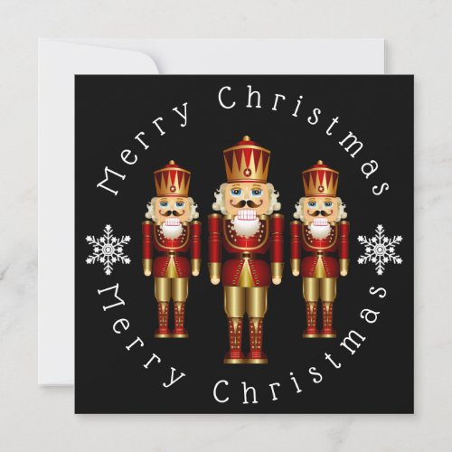 Gold Nutcrackers Personalize Christmas Card