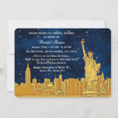 Gold NYC Skyline #2 Blue Starry BG H Bridal Shower Invitation (Back)