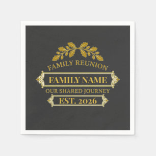 Gold Oak Leaf Family Reunion Custom Name and Year Napkins