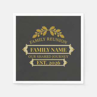Gold Oak Leaf Family Reunion Custom Name and Year Napkins