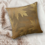 Gold Oak Leaf Throw Pillow<br><div class="desc">Pretty gold skeleton oak leaf images are placed on an darker gold brown,  slightly gradient background on this beautiful pillow. This design would fit into almost any decor. Both sides of the pillow have the same image.</div>