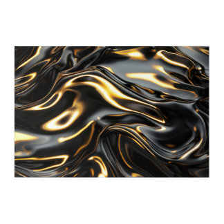 Gold Obsidian Flow – Luxury Liquid Abstract Textur Acrylic Print