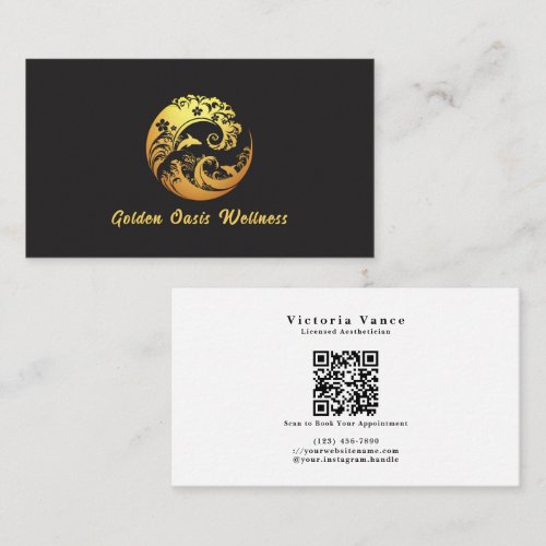 Gold Ocean Wave Dolphin Spa Esthetician Business Card