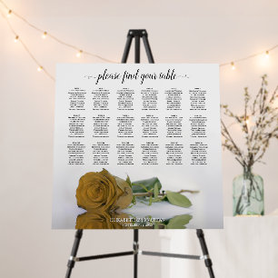 Gold Ochre Rose 18 Table Wedding Seating Chart Foam Board