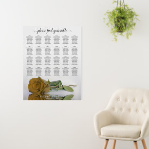 Gold Ochre Rose 24 Table Wedding Seating Chart Foam Board