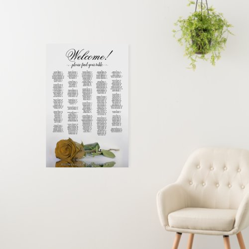 Gold Ochre Rose Alphabetical Seating Chart Welcome Foam Board