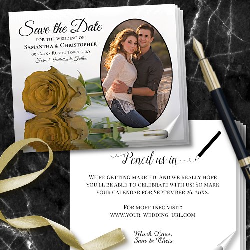 Gold Ochre Rose BUDGET Photo Save The Date Flyer
