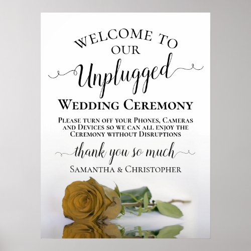 Gold Ochre Rose Chic Unplugged Wedding Ceremony Poster