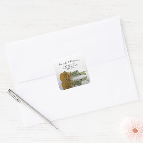 Gold Ochre Rose Return Address Envelope Seal