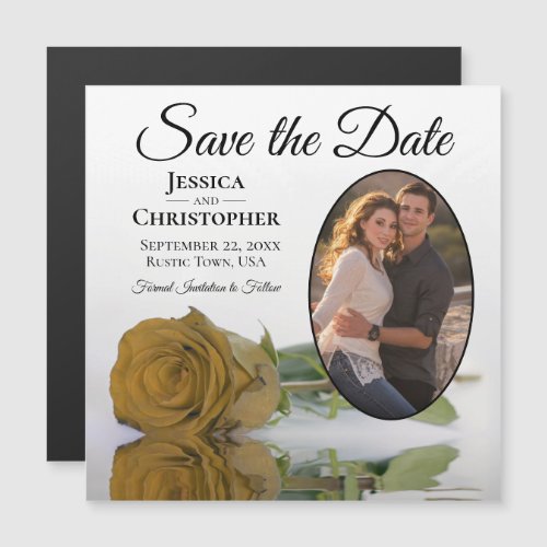 Gold Ochre Rose Wedding Save The Date Photo Magnet