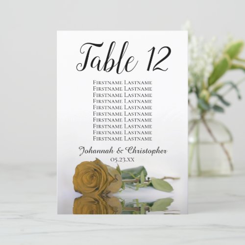 Gold Ochre Rose Wedding Table Seating Chart Large