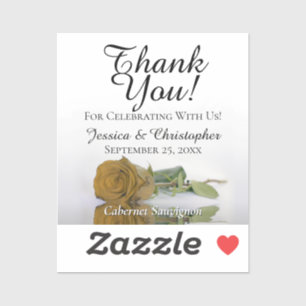 Gold Ochre Rose Wedding Thanks Mini Bottle Label