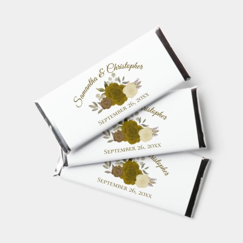 Gold Ochre Watercolor Roses Wedding Thank You Hershey Bar Favors