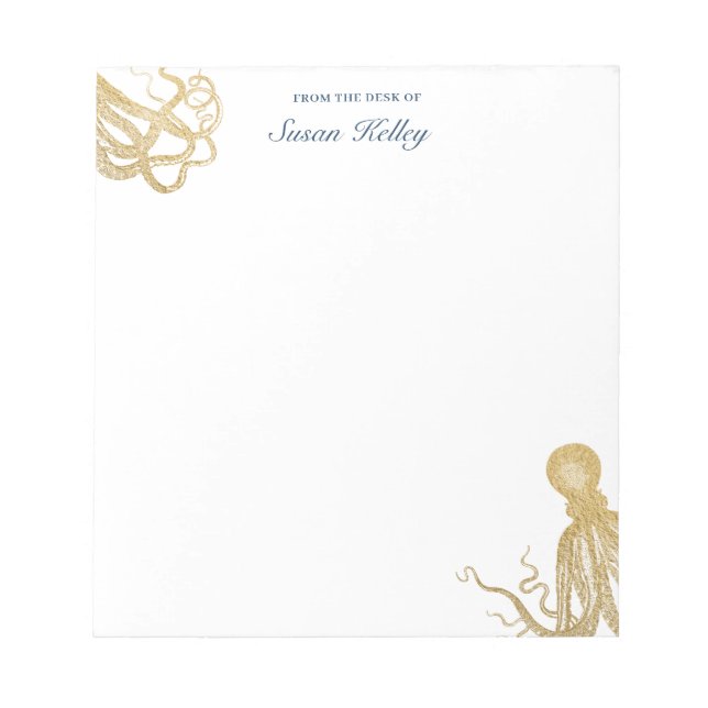 Gold Octopus Personalized Notepad (Front)
