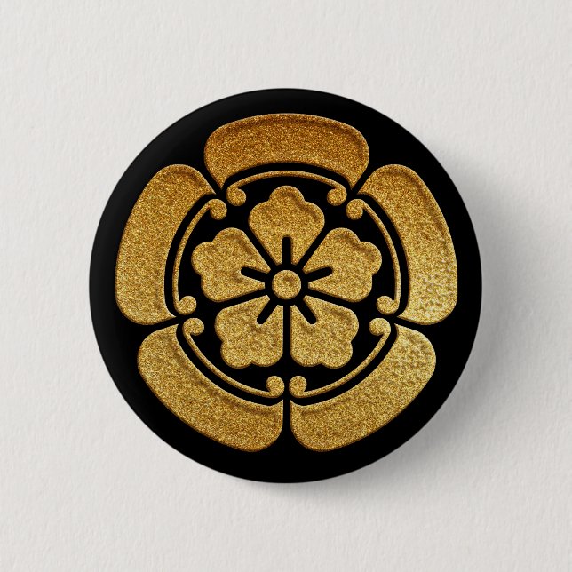 Gold Oda Kamon Button (Front)