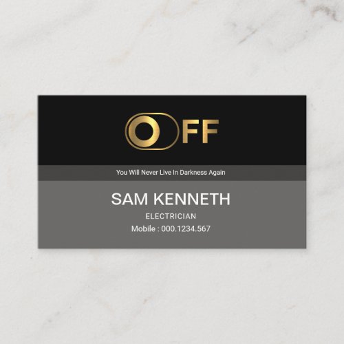 Gold OFF Switch In Total Darkness Electrician Business Card
