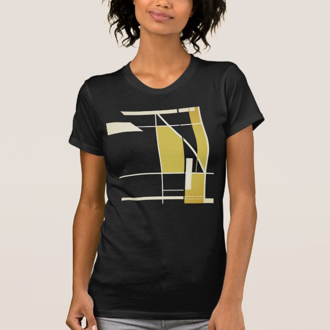 Gold Off-White Geometric Mosaic Abstract MCM Look T-Shirt (Front)