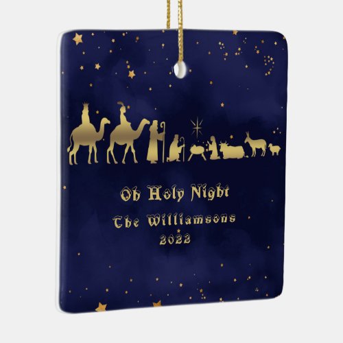 Gold Oh Holy Night Christmas Ceramic Ornament
