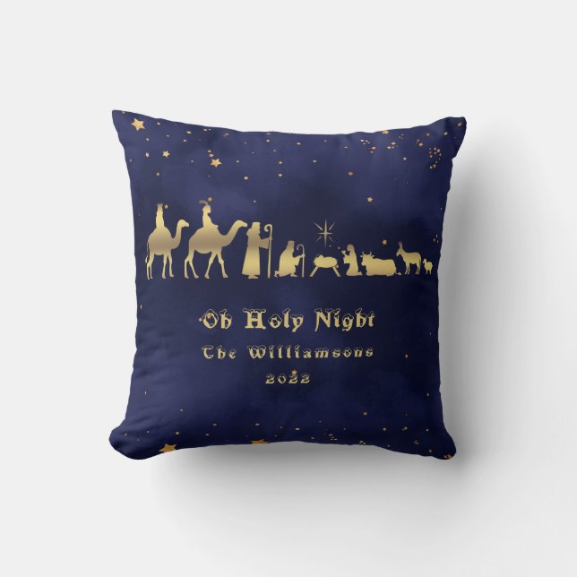 Gold Oh Holy Night Christmas Customized  Throw Pillow (Front)